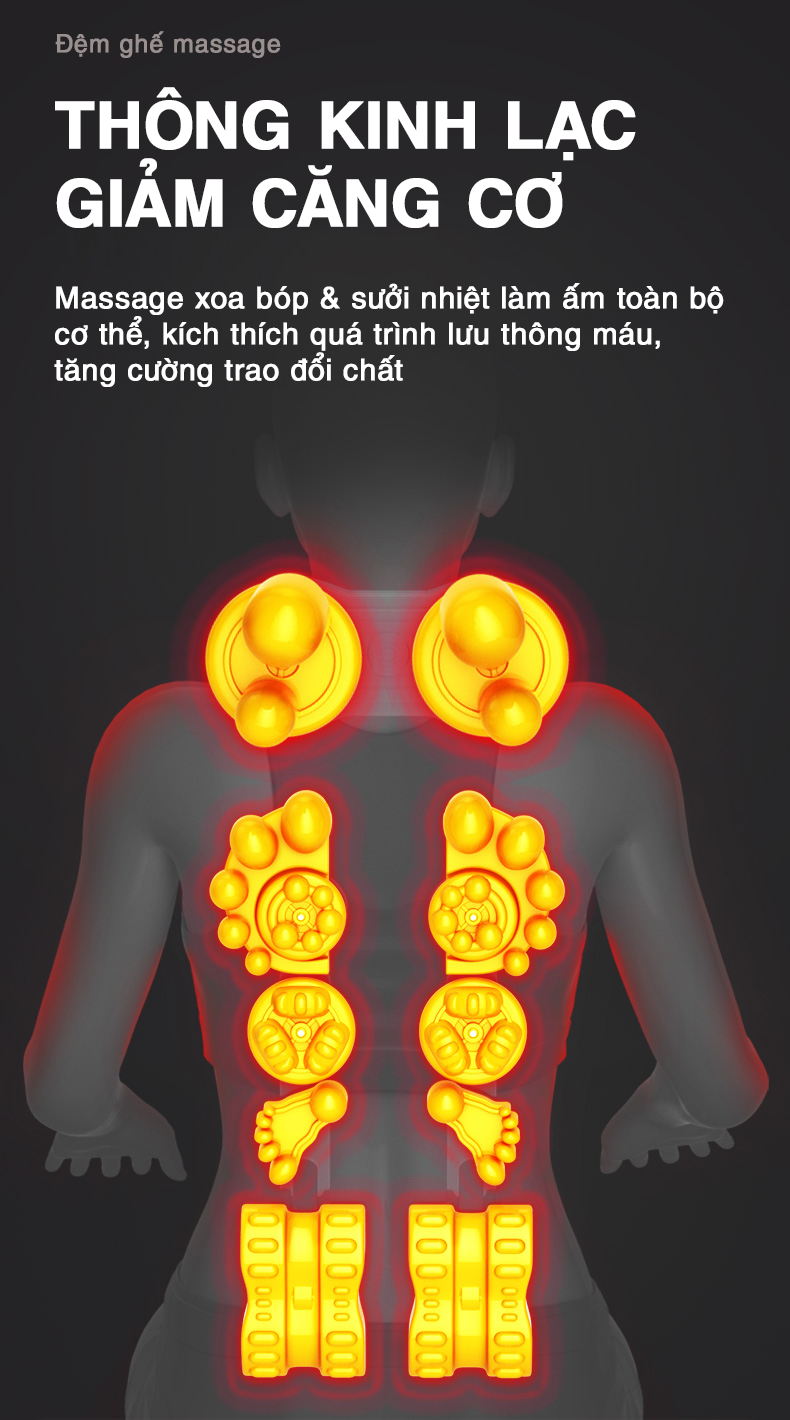 Thông kinh lạc giảm căng cơ với đệm ghế massage Leercon LEK 909